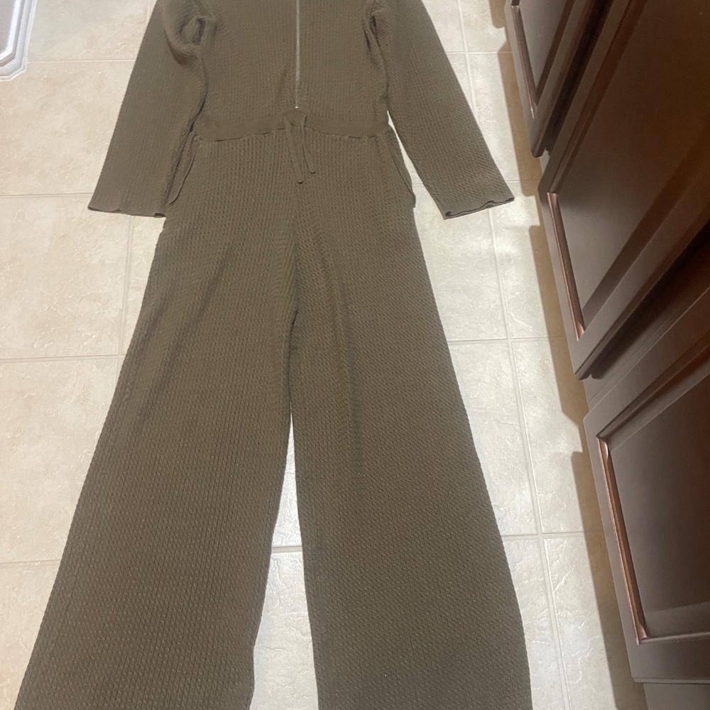 WeWoreWhat Relaxed Sweater Knit Green Jumpsuit Size S - Picture 12 of 16